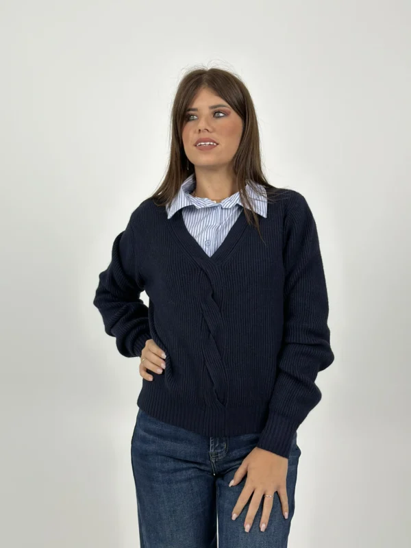 CAMICIA POCKET - AZZURRA / RIGHINE BLU - immagine 5