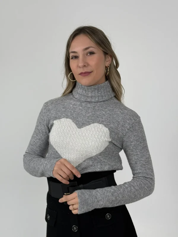 MAGLIONCINO DOLCEVITA BIG HEART - GRIGIO