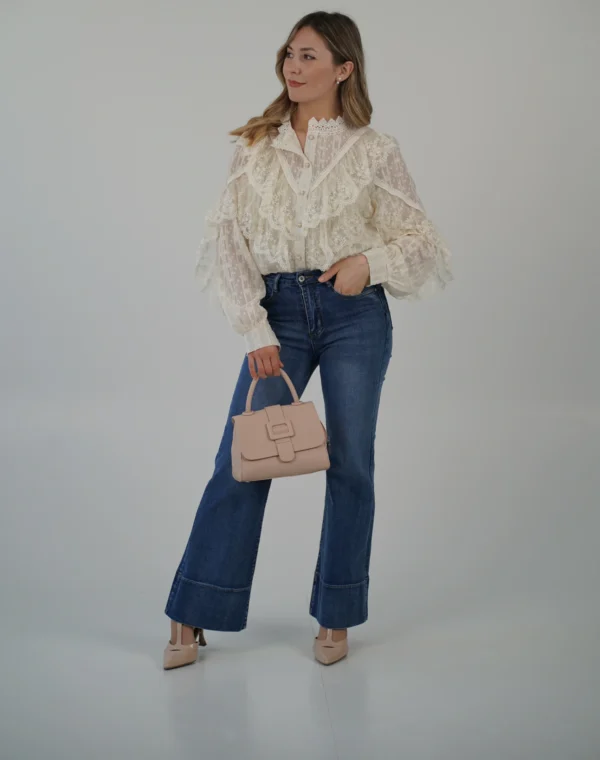 JEANS WIDE LEG RISVOLTO