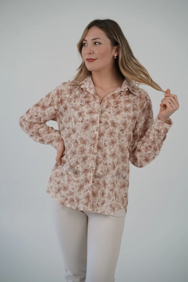 CAMICIA SHELLY - FIORI BEIGE - immagine 3