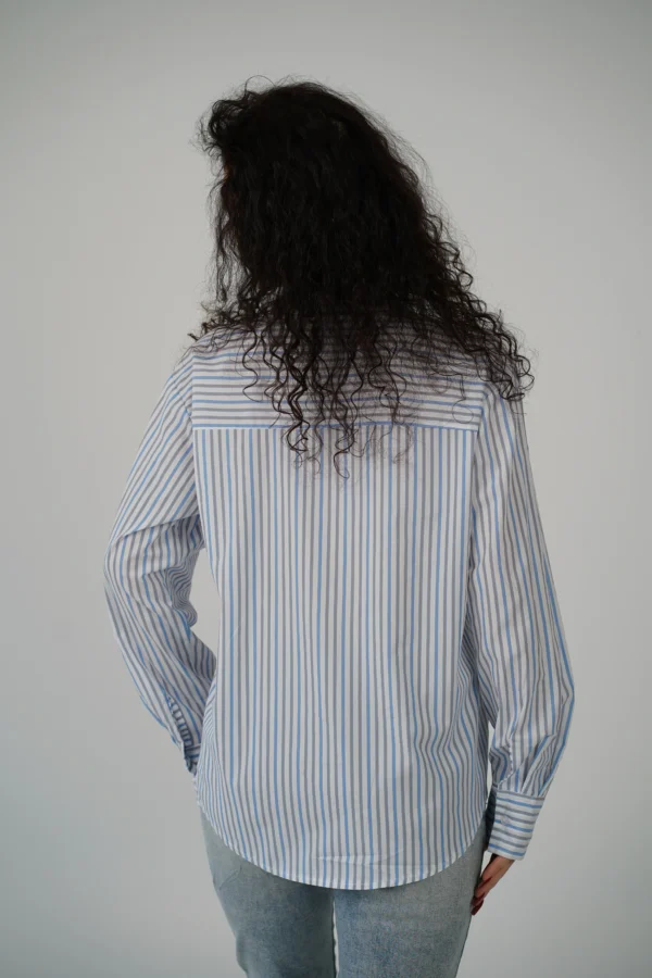 CAMICIA TASCHINA - RIGHE AZZURRE / NOCCIOLA - immagine 4