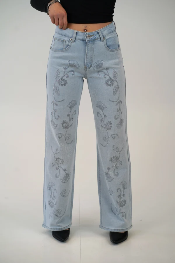 Jeans Ricamo Brillantini - immagine 2