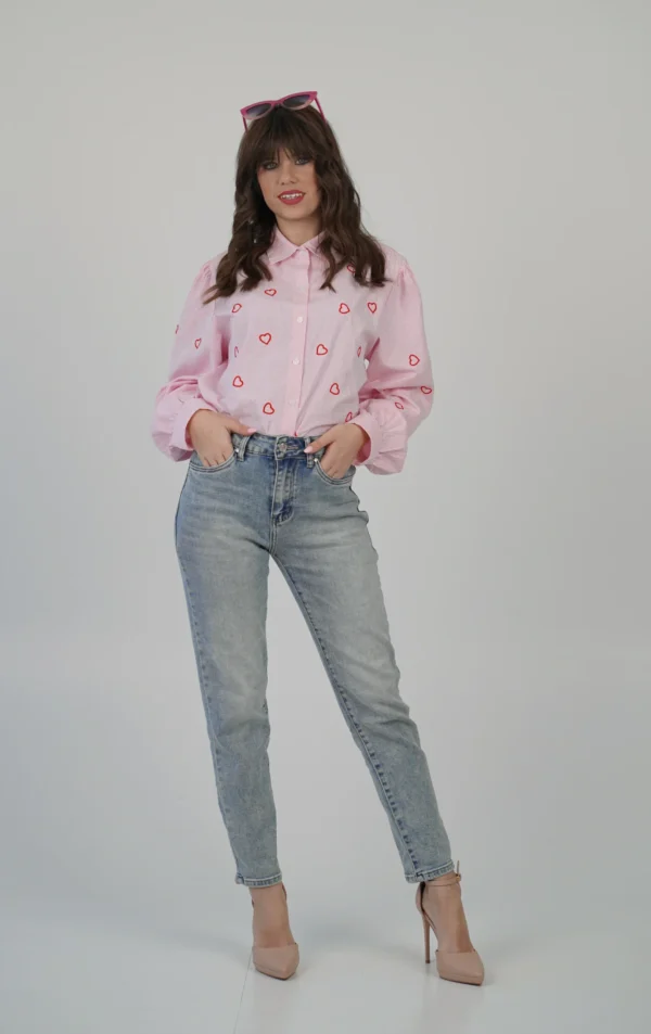 Camicia Cuoricini Ricamati - Righine Rosa - immagine 7